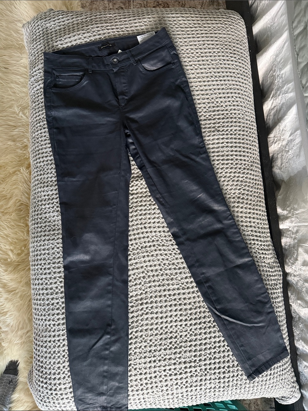Women’s Navy Coated Skinny Jeans - Massimo Dutti